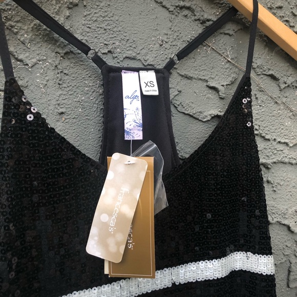 Black & White Striped Sequin Dress - Picture 2 of 5